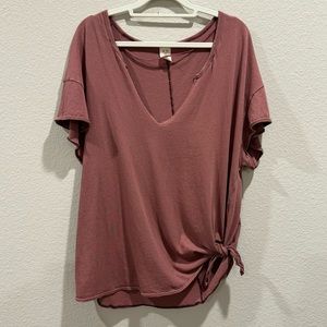 SALE ‼️ We The Free People Oversized Short Sleeve Tie Shirt